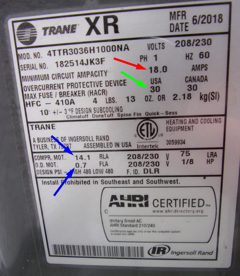 AC wire size - Nations Home Inspections